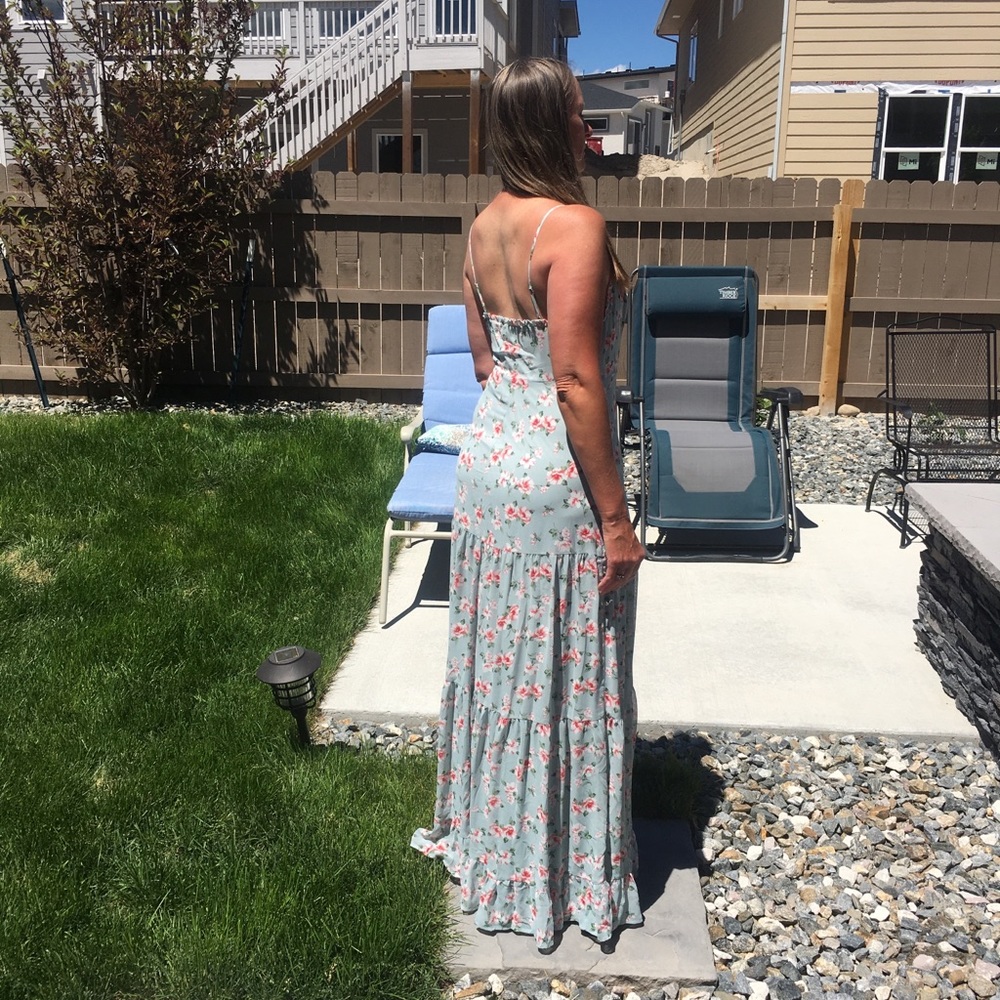 Long spaghetti strap polyester Dress